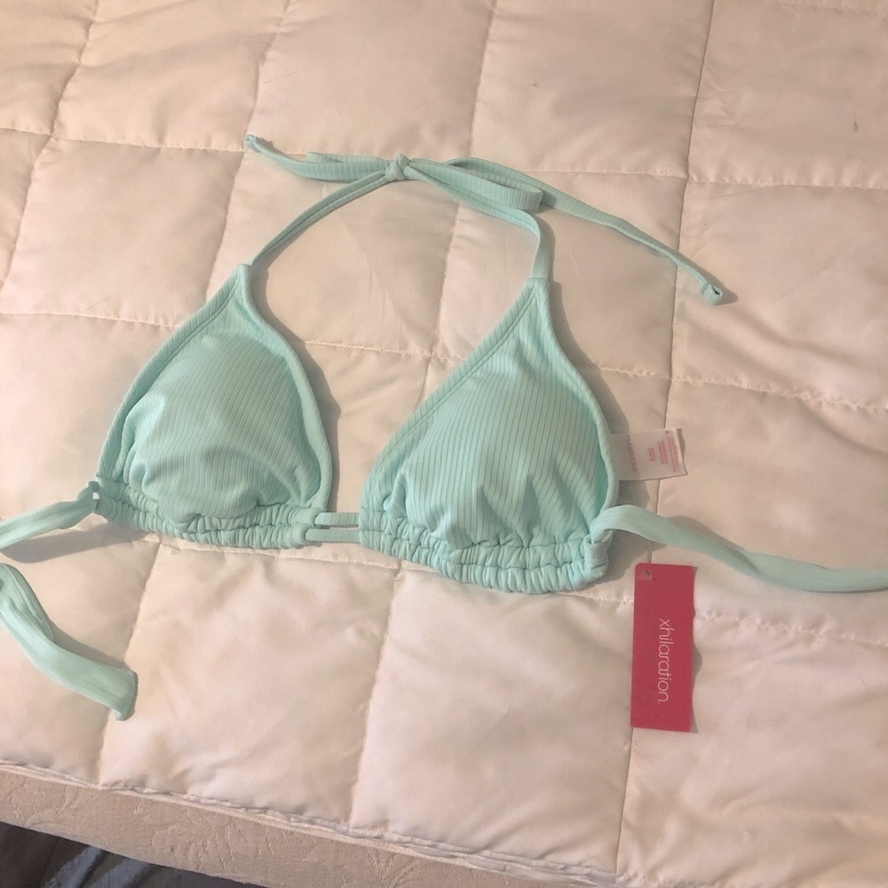 Juniors' Ribbed Triangle Tie String Bikini Top Xhilaration D/DD NWT